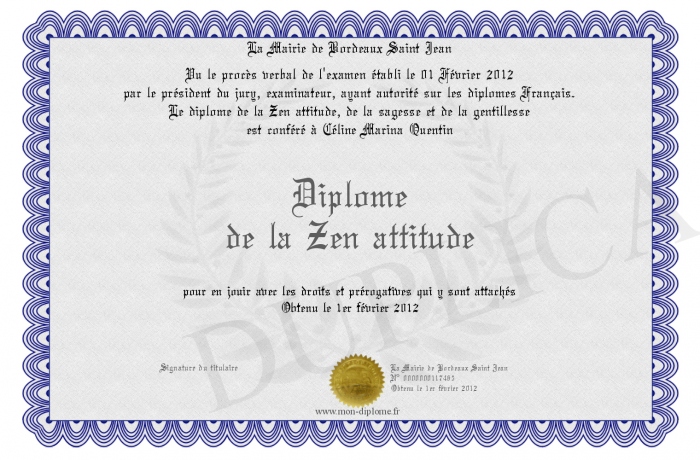 diplome zen attitude